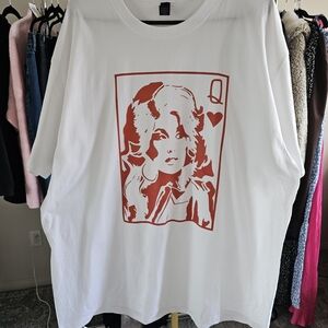 White T-Shirt with Red Graphic